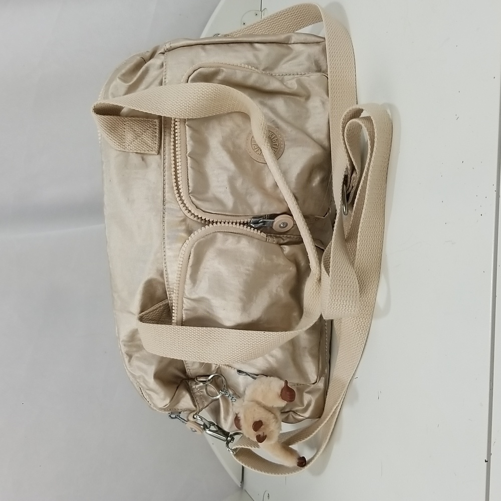 Champagne Kipling double handle satchel bag